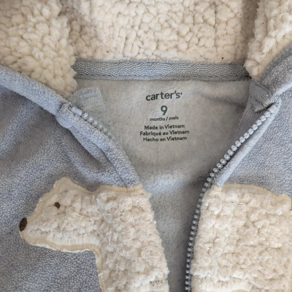 2/15$ 🐻‍❄️ Carter's Light Blue Bear Hooded Footie - Picture 2 of 3